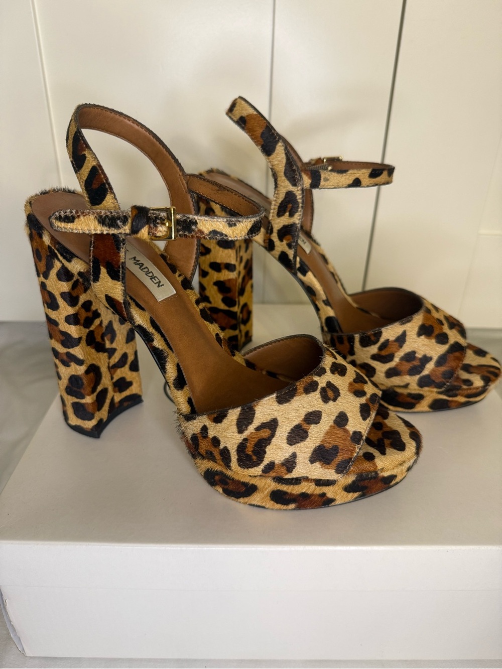 Steve Madden Leopard Print Platform Heels - Brown and Black - Picture 3 of 7